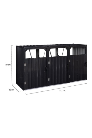 Cache poubelles triple en métal gris anthracite