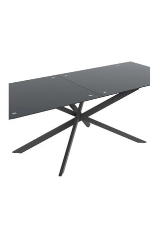 Table de jardin plateau en verre trempé gris et pieds croisés 240cm