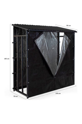 Abri-bûches avec housse de protection - 190 x 70 x 185 cm