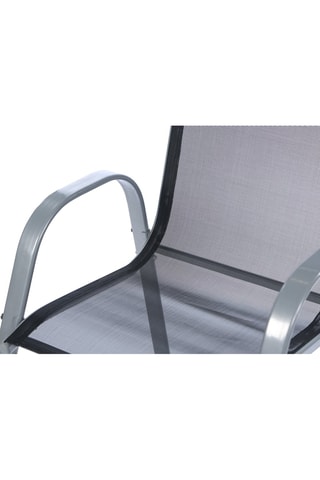 Ensemble repas Minorca 6 places en textilène et verre trempé gris anthracite