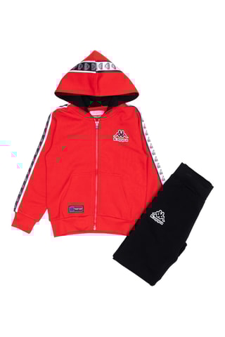 Conjunto de sudadera con capucha y pantalón de chándal  - Negro y rojo