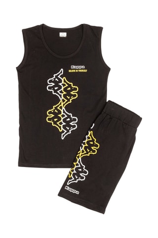 Camiseta de tirantes y short  - Blanco, negro y amarillo