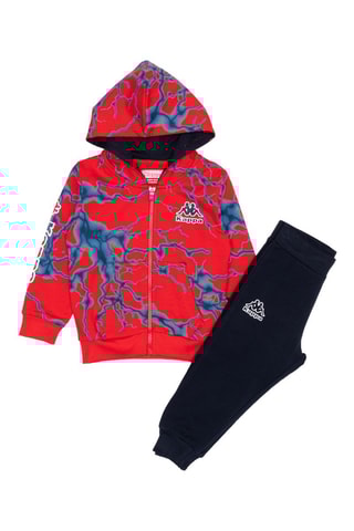 Conjunto de sudadera con capucha y pantalón de chándal  - Negro y rojo