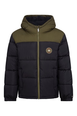 Piumino con cappuccio   - Nero