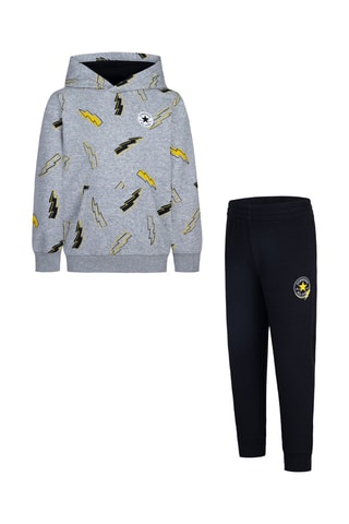 Felpa con cappuccio e pantaloni sportivi   - Nero e grigio