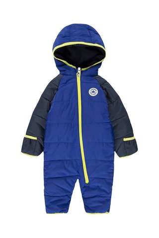 Tutina imbottita con cappuccio  - Bianco, blu e verde