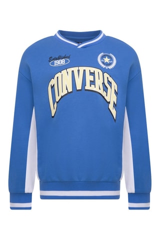 Felpa in cotone bio   - Bianco e blu