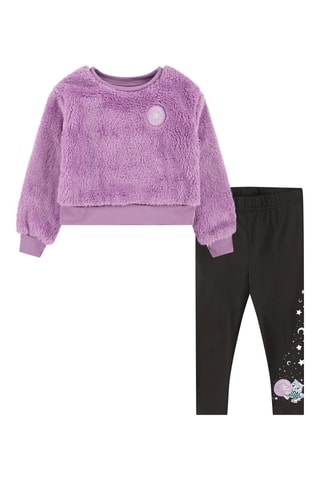 Felpa e leggings - Nero, viola e rosa