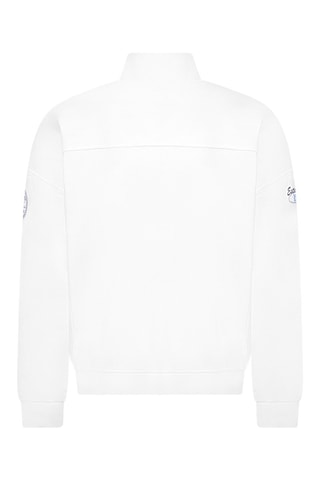 Felpa in cotone bio   - Bianco, blu e grigio