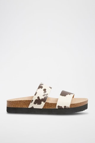 Mules com plataforma - Bege e branco - Monki