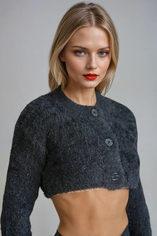 Casaco de malha curto - Preto - Monki