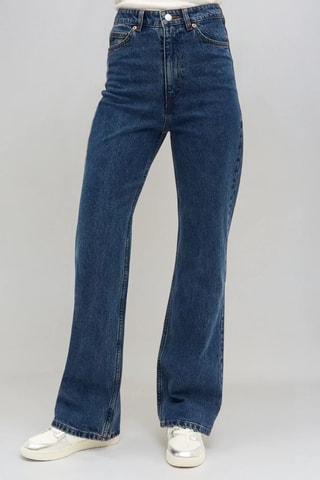 Calças de ganga cintura subida - Azul escuro - Monki