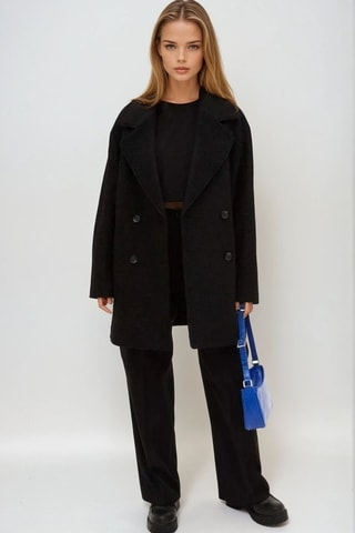 Sobretudo em lã - Preto - Monki