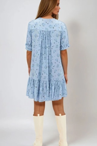 Vestido com folhos - Azul claro - Monki