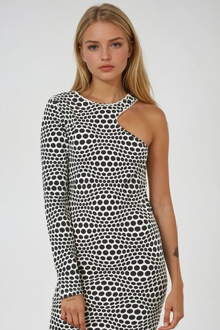 Vestido justo - Preto e branco - Monki