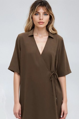 Vestido traçado - Castanho - Monki