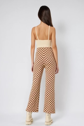 Calças de cintura alta - Bege e castanho - Monki