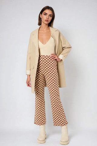 Calças de cintura alta - Bege e castanho - Monki