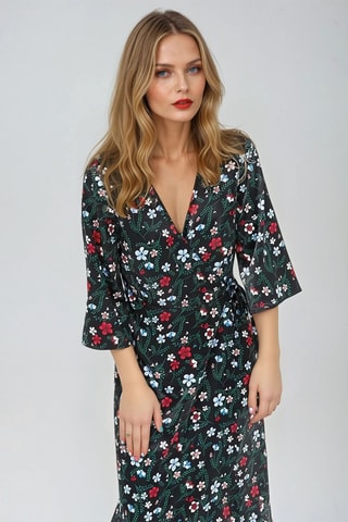 Vestido traçado - Preto e verde - Monki