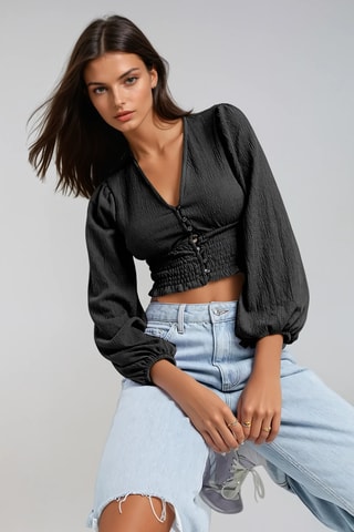 Camisa curta - Preto - Monki