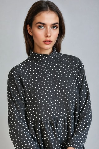 Vestido direito - Preto e branco - Monki