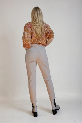 Calças de ganga 7/8 de cintura alta - Bege - Monki