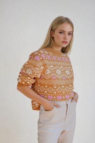 Calças de ganga 7/8 de cintura alta - Bege - Monki