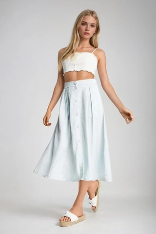 Saia estilo patinadora - Azul-celeste e branco - Monki