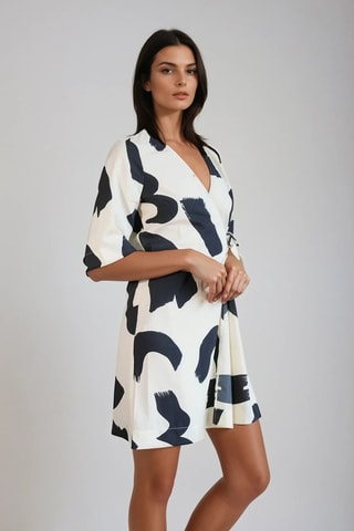 Vestido traçado - Preto e bege - Monki