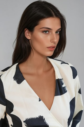 Vestido traçado - Preto e bege - Monki