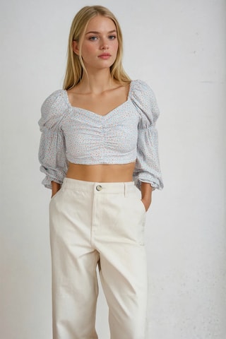 Calças de cintura alta - Bege - Monki