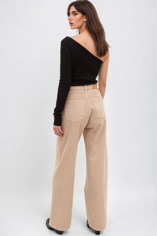 Calças de ganga de cintura alta - Bege - Monki