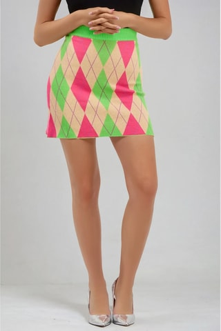 Minissaia de cintura alta - Verde-claro e rosa-maquilhagem - Monki