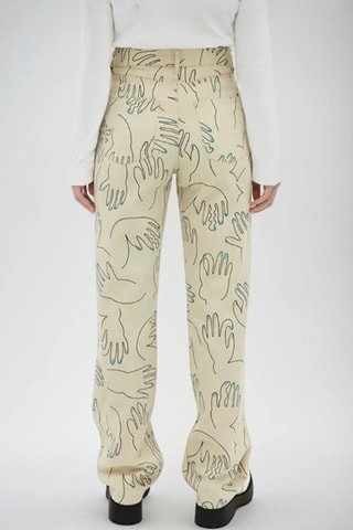 Calças de ganga de cintura alta - Bege - Monki