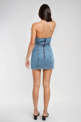 Vestido justo de ganga - Azul-claro - Monki