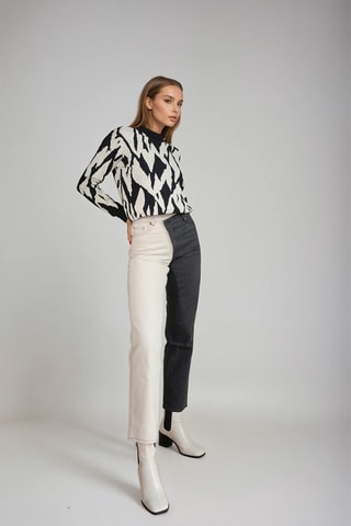 Calças de ganga - Preto e branco - Monki