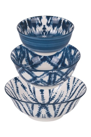 3 Porseleinen Kommetjes The Blue - 27,7/58,5 cl en 1,11 l