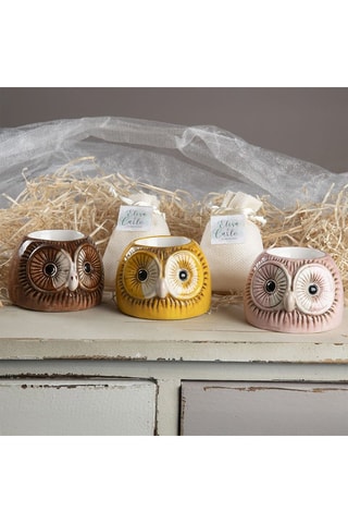 3 Keramische Eierdopjes - Bruin en Geel