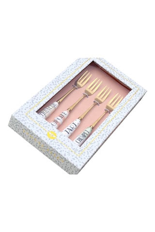 4 fourchettes à dessert en porcelaine Texte