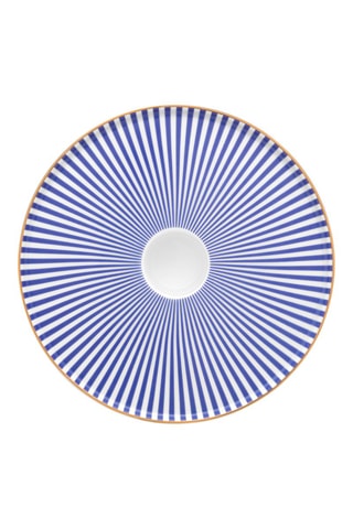 Bougeoir en porcelaine Royal Stripes - 14 cm - Bleu et blanc