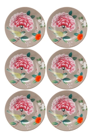 6 assiettes plates en porcelaine Blushing Birds - 12 cm