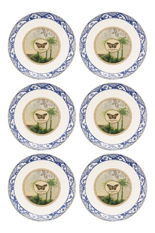 6 assiettes plates en porcelaine Heritage - 15 cm