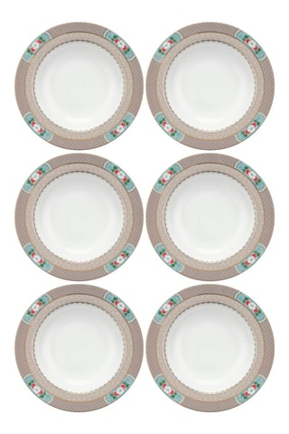 6 assiettes creuses en porcelaine Blushing Birds - 21,5 cm