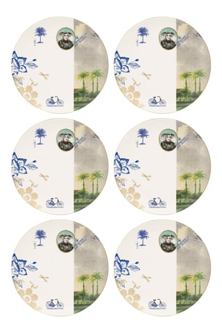 6 assiettes plates en porcelaine Heritage - 20 cm