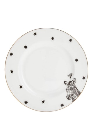 4 assiettes plates en porcelaine Zèbre - 16 cm