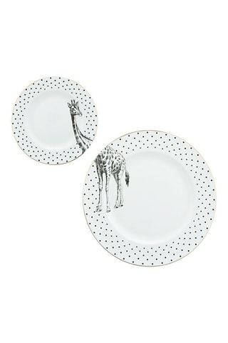 2 assiettes plates en porcelaine Girafe - 26 et 16 cm