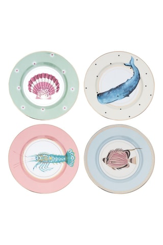 4 assiettes plates en porcelaine Under the Sea - 20 cm