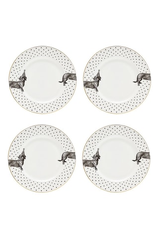 4 assiettes plates en porcelaine Teckel - 26 cm