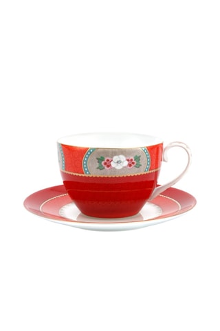 6 tasses à thé avec soucoupes en porcelaine Blushing Birds - 28 cl