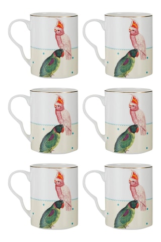 6 mugs en porcelaine Perroquet - 28 cl